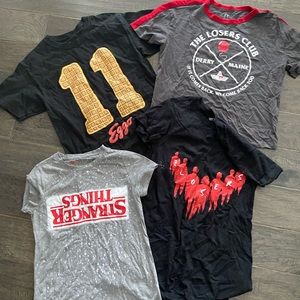 Set of 3 Stranger Things t-shirts and 1 It T-shirt